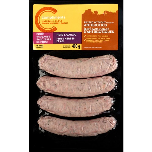 Compliments Naturally Sausage Simple Herb & Garlic 400 g