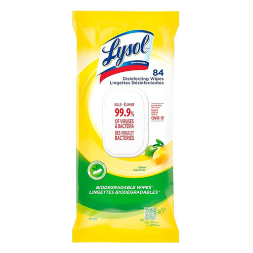 Lysol Disinfecting Wipes Citrus Flat Pack 84 Count