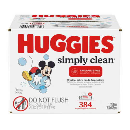 Huggies Simply Clean Baby Wipes Flip-Top Pack Unscented 384 Count