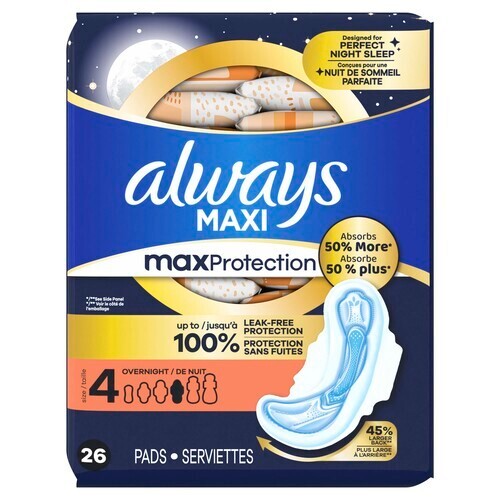 Always Pads With Wings Thick Over Night 26 Count