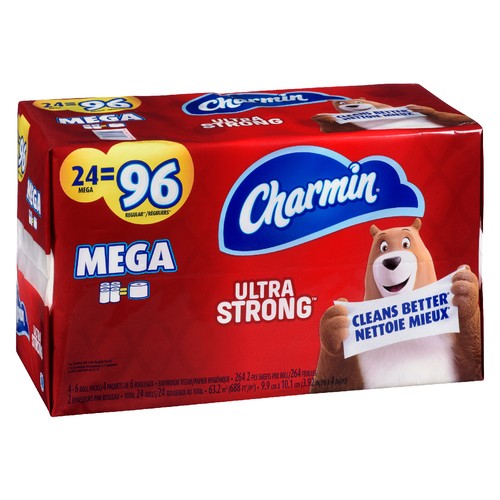 Charmin Toilet Paper Ultra Strong 2-Ply 24 Mega Rolls x 264 Sheets 