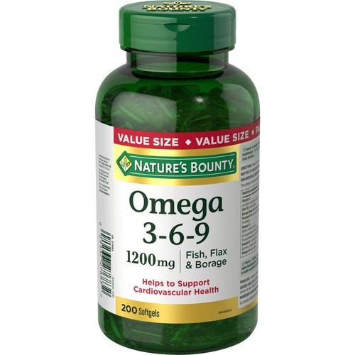 Nature's Bounty Omega 3-6-9 Fish Flax & Borage 1200 mg 200 Count