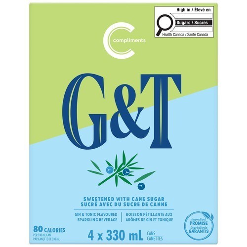 Compliments Sparkling Beverage Gin & Tonic Cocktail 4 x 330 ml (cans)