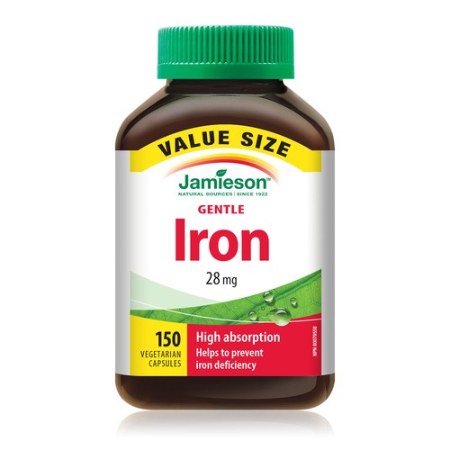 Jamieson Nutritional Supplements Gentle Iron Vegetarian Capsules 150 Count