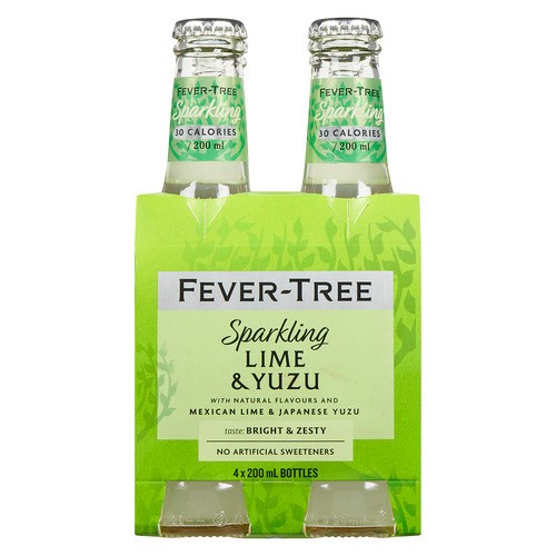 Fever-Tree Sparkling Drink Lime & Yuzu 4 x 200 ml (bottles)