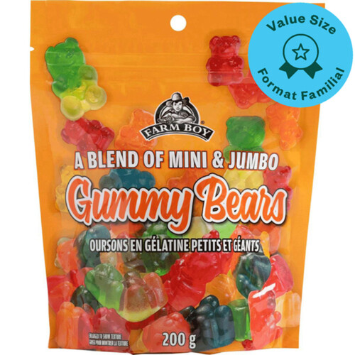 Farm Boy Gummy Bears Mini & Jumbo Blend 200 g