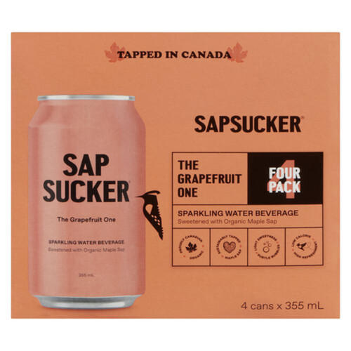 Sapsucker Sparkling Water Beverage The Grapefruit One 4 × 355 ml (Cans)