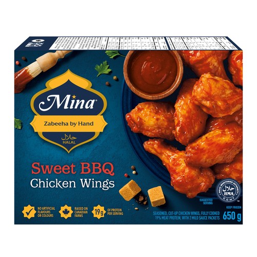 Mina Halal Frozen Chicken Wings Sweet BBQ 650 g
