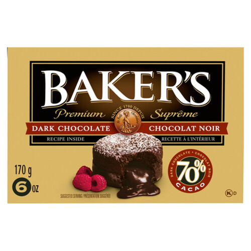 Baker's Premium 70% Dark Chocolate Baking Bar 170 g