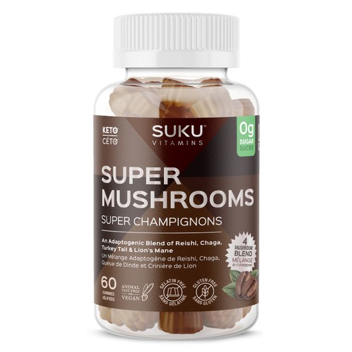 SUKU Vitamins Supplements Super Mushrooms Gummies 60 Count