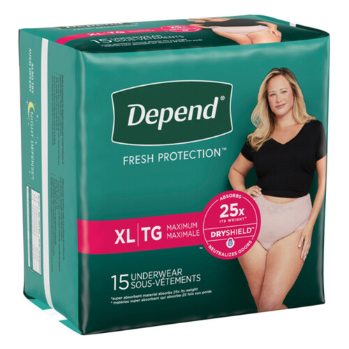 Depend Women Underwear Maximum Absorbency XL 15 Count