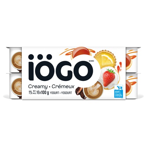 iÖGO 1% Yogurt Cups Creamy Assorted Dessert 16 x 100 g