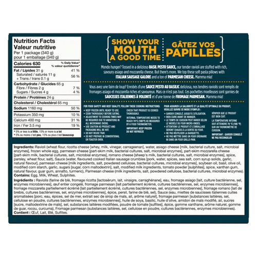 Crave Frozen Pesto Ravioli With Spicy Italian Sausage 340 g