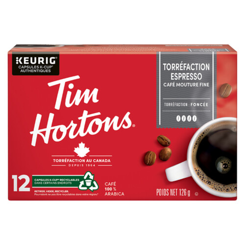 Tim Hortons Coffee Pods Espresso Dark Roast 12 K-Cups 126 g