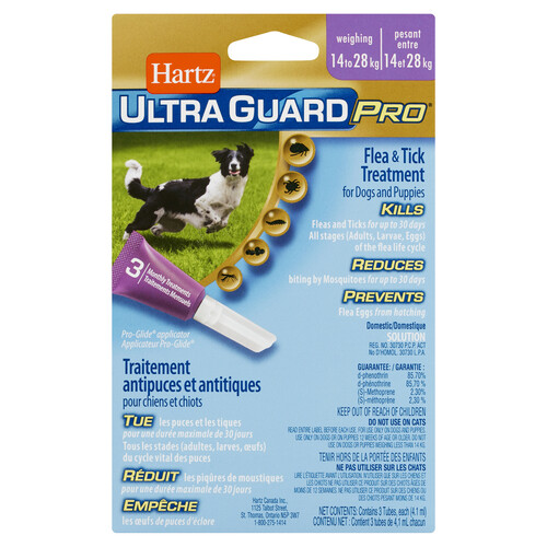 Hartz UltraGuard Pro Flea & Tick Treatment - 14 to 28 kg Dogs 3 x 4.1 ml