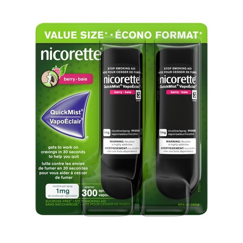 Nicorette Nicotine QuickMist Spray Berry 1 mg Duo Pack 150 Sprays Each