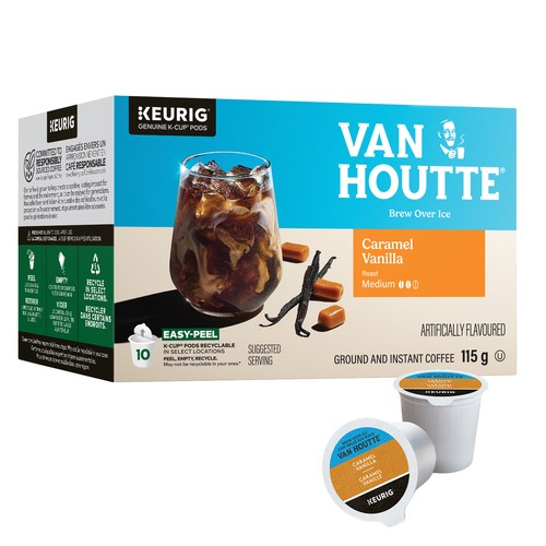 Van Houtte Coffee Pods Brew Over Ice Vanilla Caramel K-Cups 10 EA