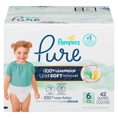 Pampers Pure Protection Diapers Size 6 Super 42 Count 