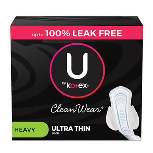 U by Kotex Cleanwear Ultra Thin Pads Heavy With Wings 28 Count