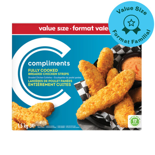 Compliments Frozen Chicken Strips Fully Cooked 1.5 kg