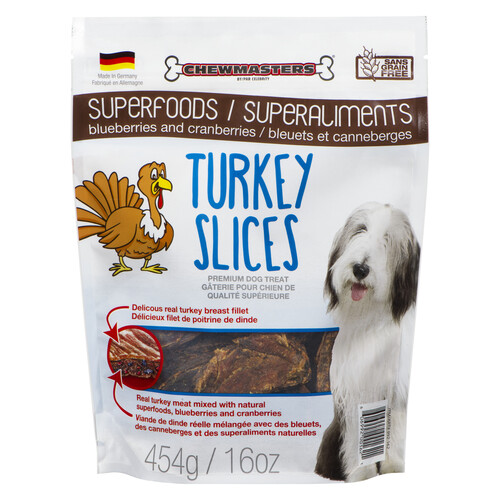 Chewmasters Dog Treats Superfood Turkey Slices 454 g