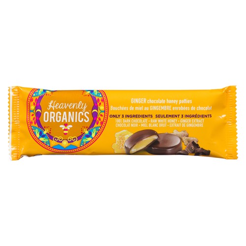 Heavenly Organics Honey Patties Ginger Chocolate 33 g