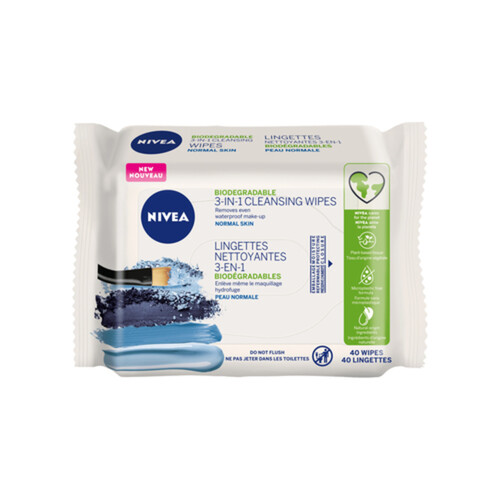 Nivea Cleansing Wipes 3-In-1 Dry Biodegradable 40 Wipes