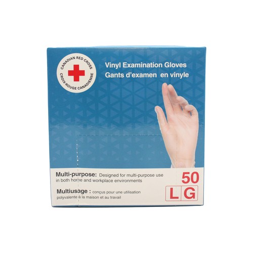 Canadian Red Cross Vinyl Gloves Large 50 EA