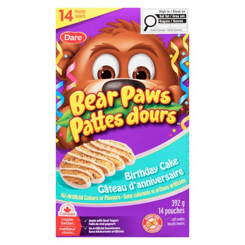 Dare Bear Paws Peanut-Free Soft Cookies Birthday Cake 14 Pouches 392 g