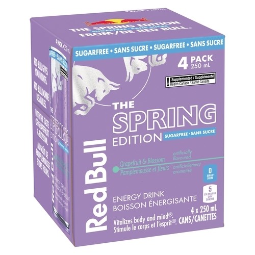 Red Bull Sugar-Free Energy Drink Spring Edition Grapefruit & Blossom 4 x 250 ml (cans)