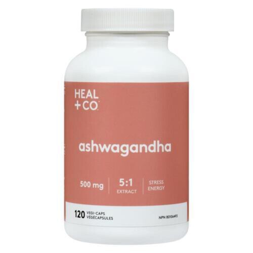 Heal +Co. Ashwagandha 500 mg Supplements Nutritional Vegi-Caps 120 Count