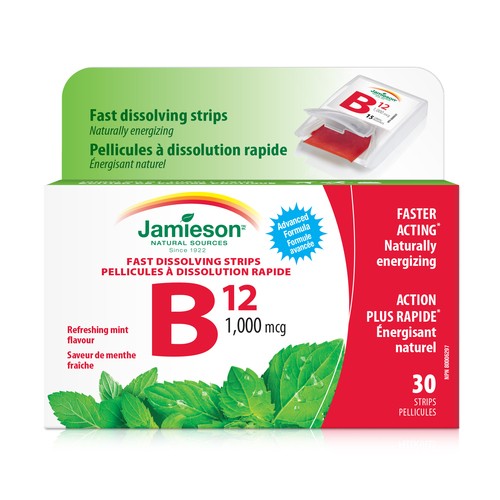 Jamieson Vitamin B12 Fast Dissolving Strips Mint 30 Count