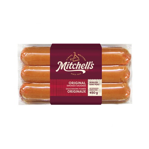 Mitchell's Smoked Sausage Skinless 450 g
