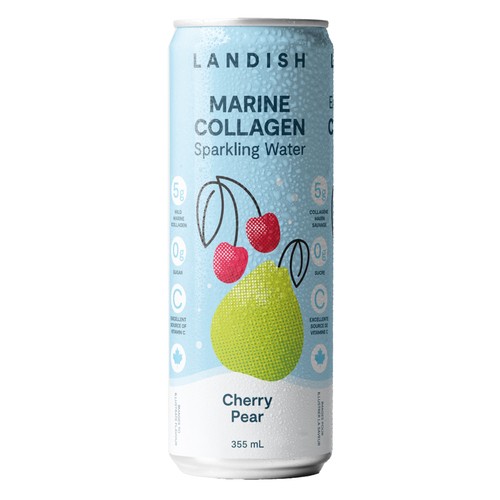 Landish Marine Collagen Sparkling Water Cherry Pear 355 ml (can)