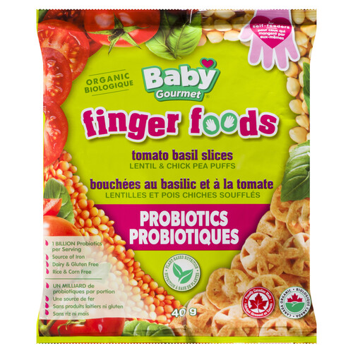 Baby Gourmet Organic Baby Snacks Finger Foods Tomato Basil Slices 40 g 