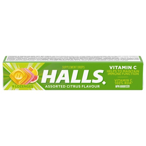 Halls Supplement Drops Vitamin C Lozenges Citrus Assorted 9 Count