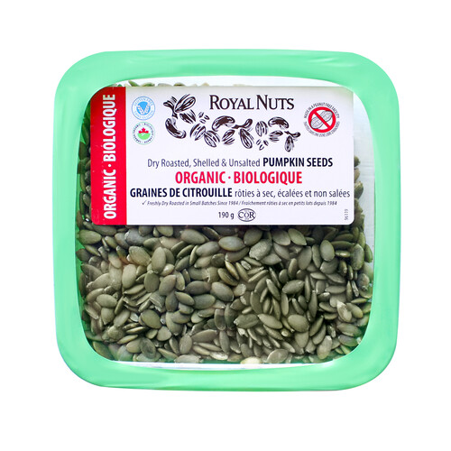 Royal Nuts Organic Shelled Dry Roast Pumpkin Seeds 190 g