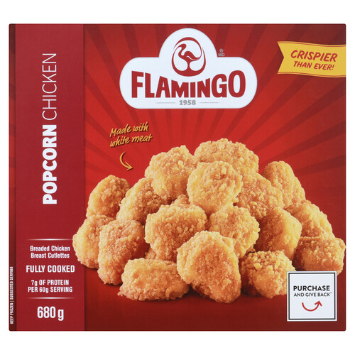 Flamingo Frozen Breaded Fully Cooked Popcorn Chicken 680 g