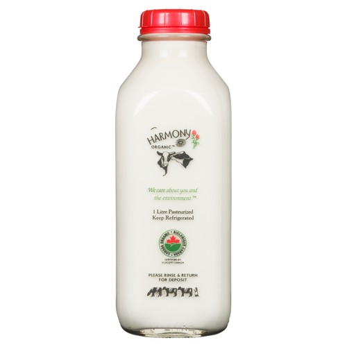 Harmony Organic Whole Milk Glass 1 L