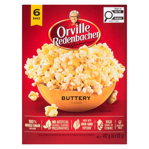 Orville Redenbacher Gluten-Free Popcorn Buttery 6 x 82 g
