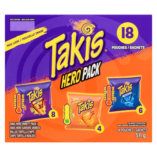 Takis Rolled Tortilla Chips Hero Variety Pack 18 Pouches 511 g