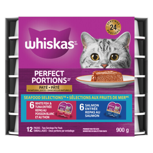 Whiskas Perfect Portions Wet Cat Food Seafood Selections Adult Paté Multipack 12 x 75 g