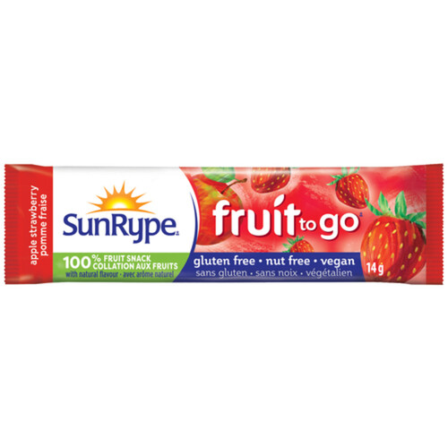 SunRype Fruit To Go Vegan 100% Fruit Snack Apple Strawberry 14 g