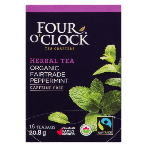 Four O'Clock Organic Caffeine Free Herbal Tea Mint 16 Tea Bags