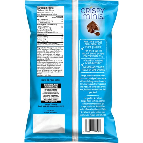 Quaker Crispy Minis Brown Rice Cakes Chocolate 90 g