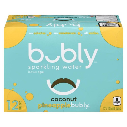 Bubly Sparkling Water Coconut Pineapple 12 x 355 ml (cans)