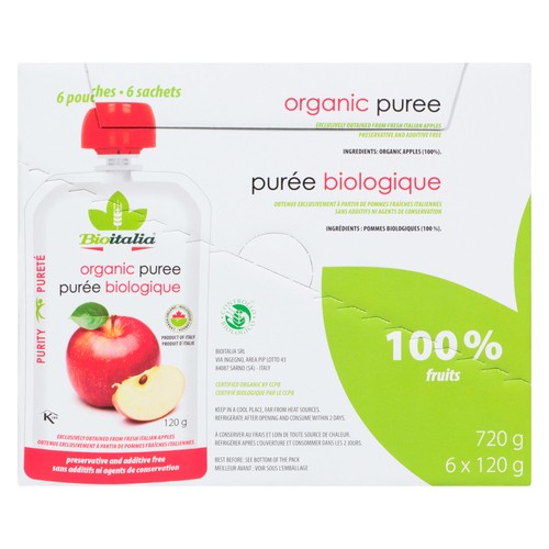 Bioitalia Organic Puree Apple 6 x 120 g