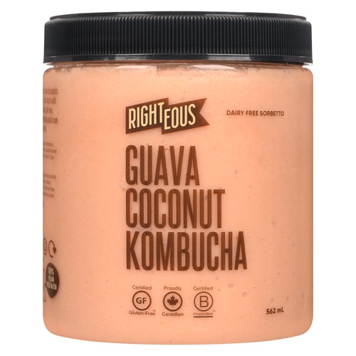 Righteous Gelato Dairy Free Gluten-Free Sorbetto Guava Coconut Kombucha 562 ml