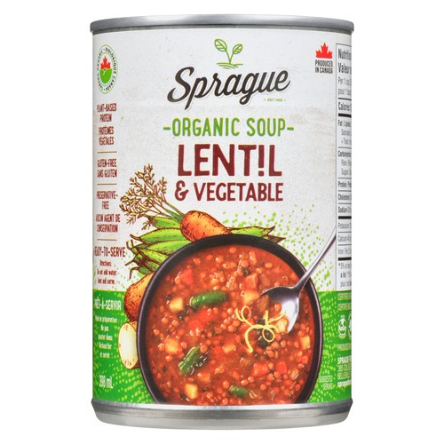 Sprague Organic Canned Soup Lentil And Vegetables 398 ml