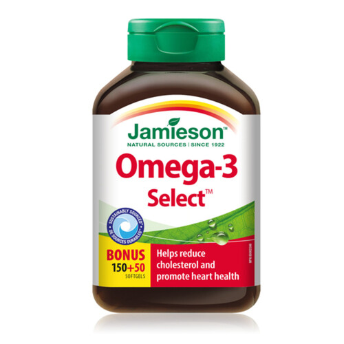 Jamieson Omega-3 Select Supplement Softgels Bonus 200 Count